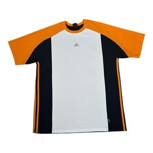 90s Adidas Shirt Mens Size M‎ White Side Striped Orange Blue
